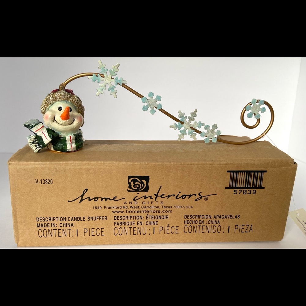 HOME INTERIORS SNOWMAN/SNOWFLAKE CANDLE SNUFFER- RARE - Picture 2 of 4